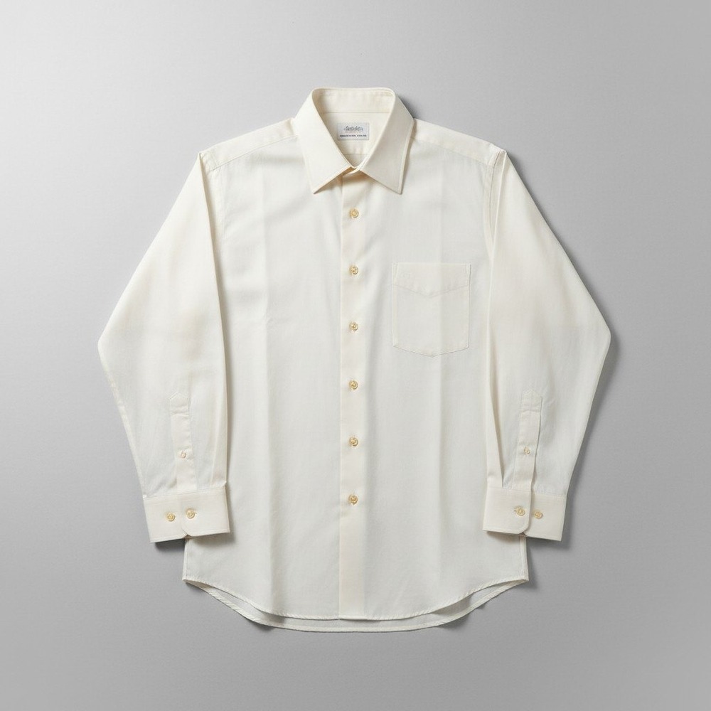 Manhattan‎ Mansmooth Vintage  Cream No-Iron Cotton Button Down, Men's L/S Shirt